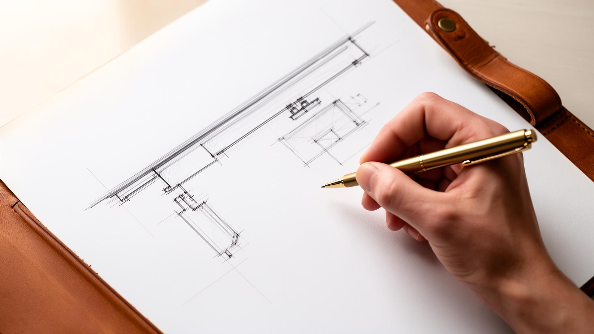 Architect sketching a curtain track plan